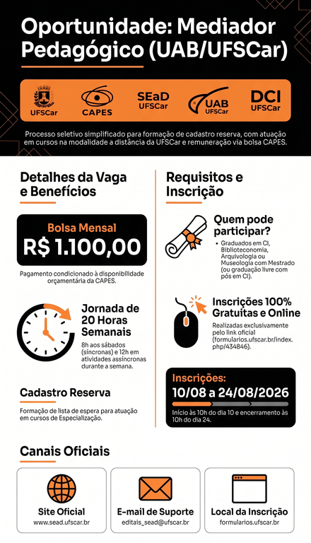 Processo seletivo de mediador pedagógico para atuar no curso de especialização IUI/DCI/UFSCar Processo seletivo de mediador pedagógico para atuar no curso de especialização IUI/DCI/UFSCar
